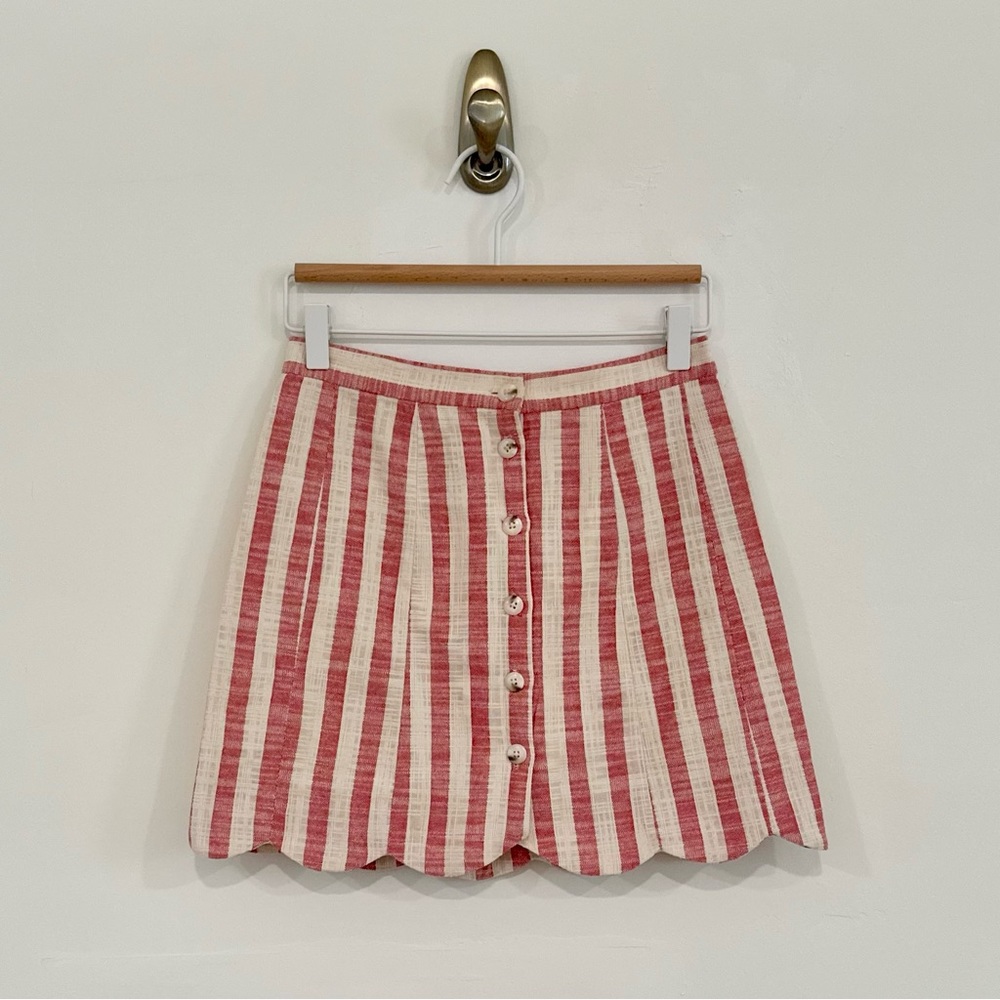 Red & Cream Striped Mini Skirt